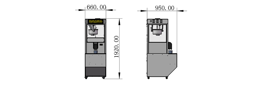 Dimensions of popcorn machine